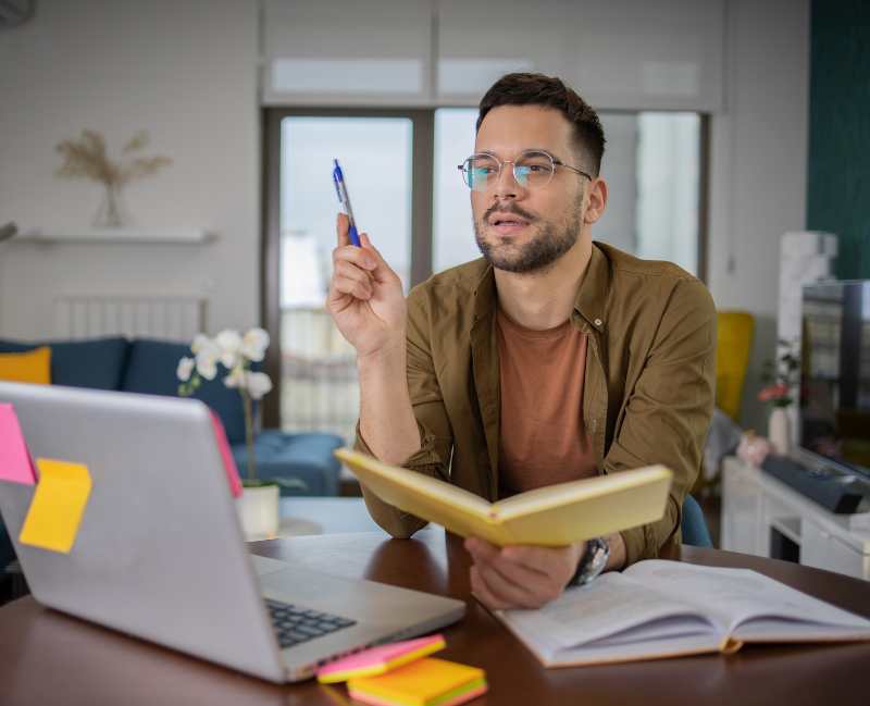 image of an adult student learning online